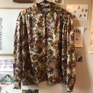 Vintage Silk Floral Blouse